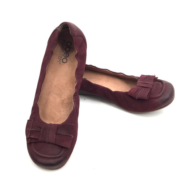 Abeo B.I.O. System tatum Round toe slip on ballet flat shoes purple bow accent 8 - Picture 1 of 11